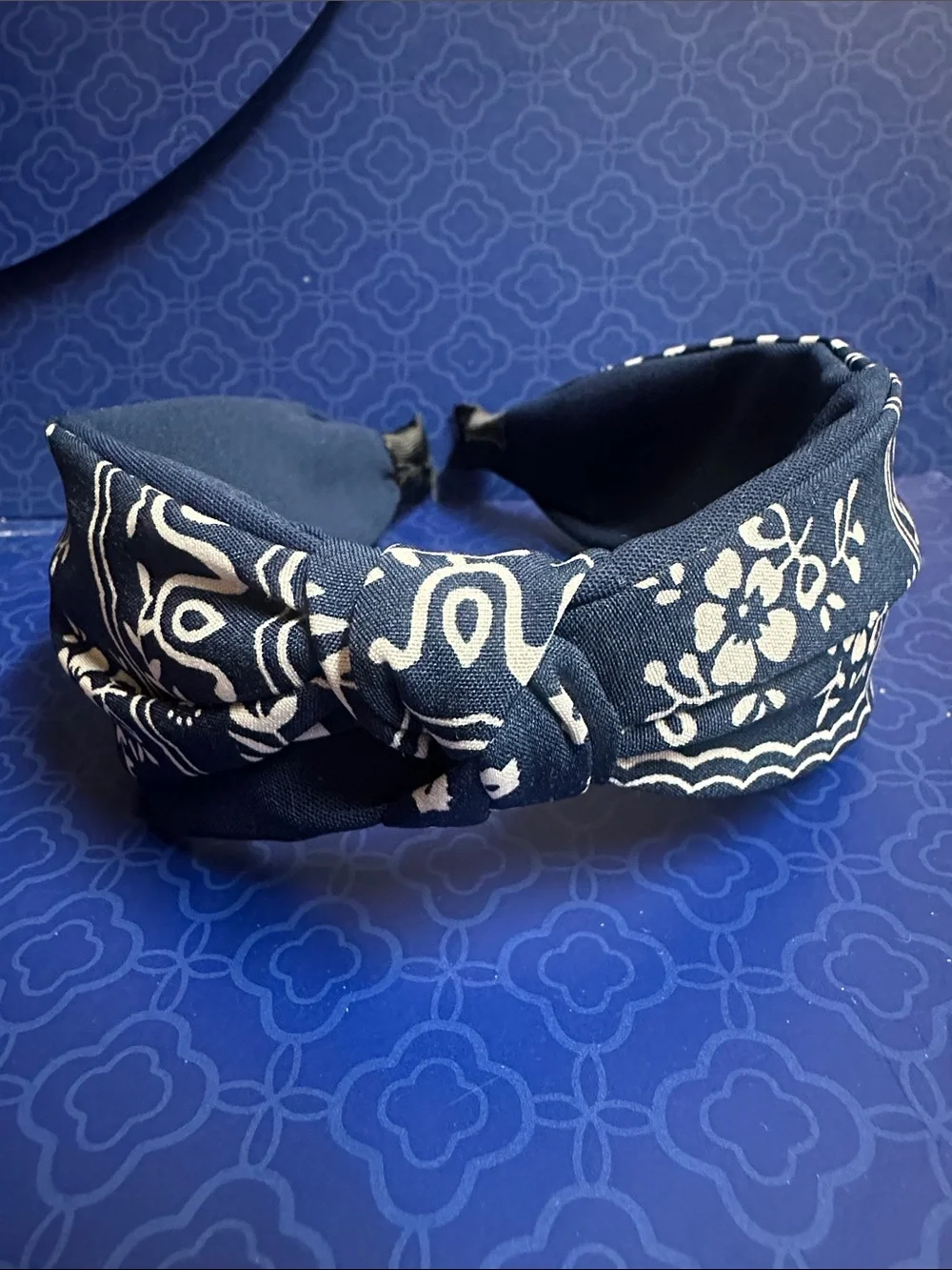 Navy Paisley Knotted Headband